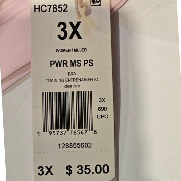 Adidas PWR MS PS Sports Bra Clear Pink Women's 3X Medium Support - Picture 6 of 12